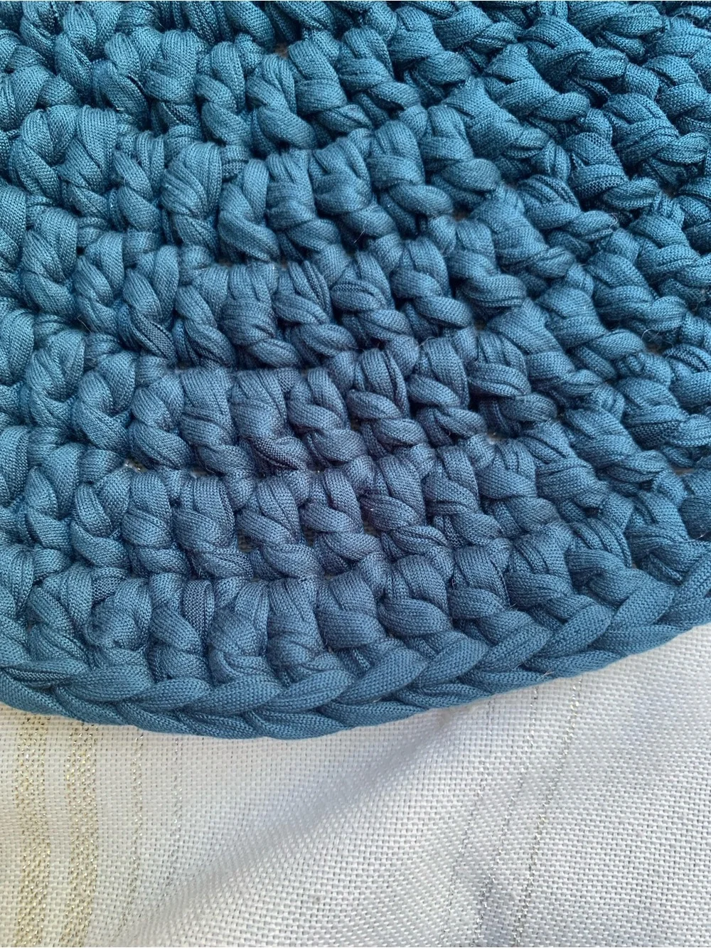 Handcrafted Set of 2 Blue Crochet Round Placemats - Home Accents